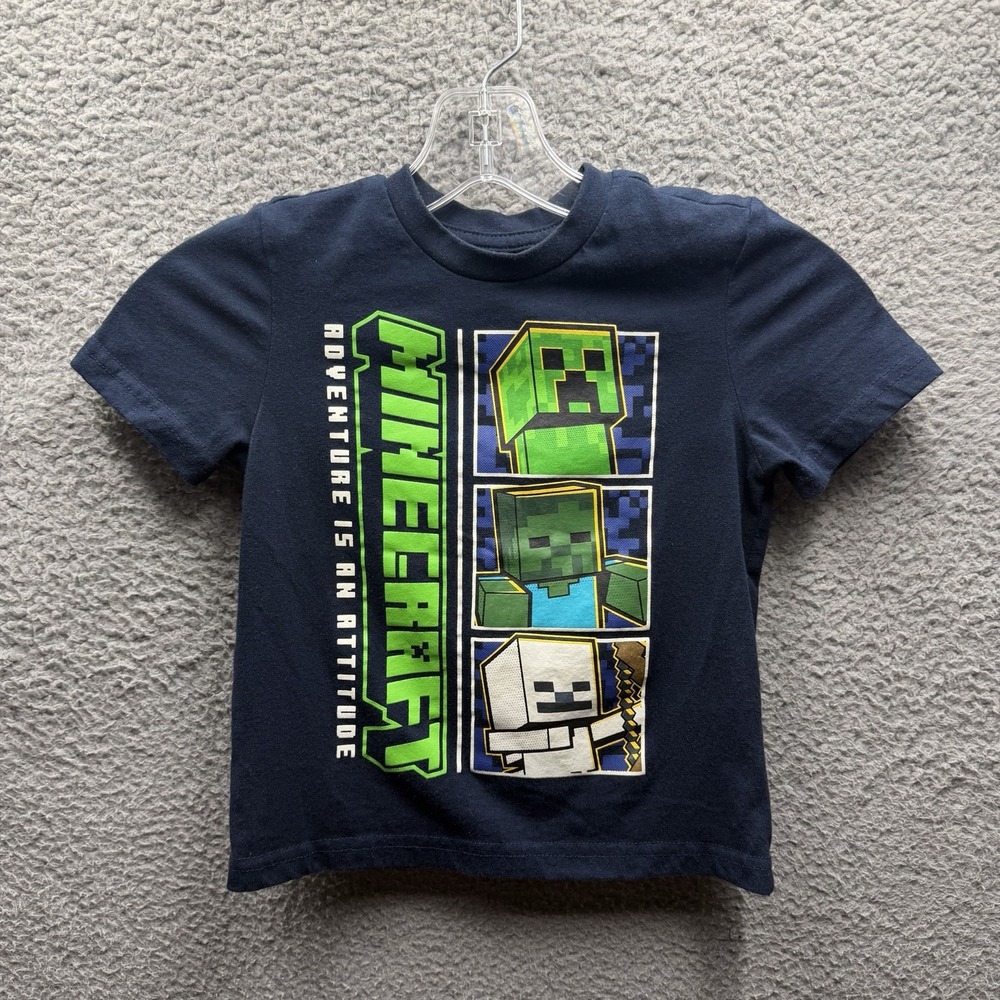 Minecraft Shirt Toddler Boy Size 4T Blue Minecraft Steve/Creeper Graphic Shirt